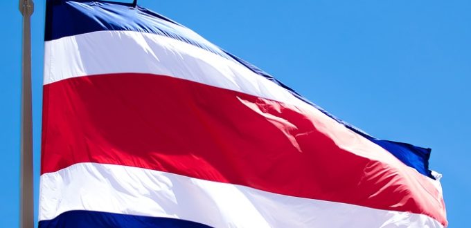 Fahne von Costa Rica, blau-weiss-rot-weiss-blau